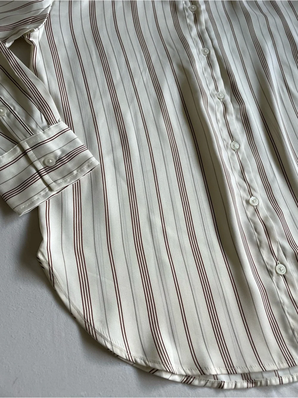 Banana Republic Ivory Button-Down Shirt with Brown Stripes